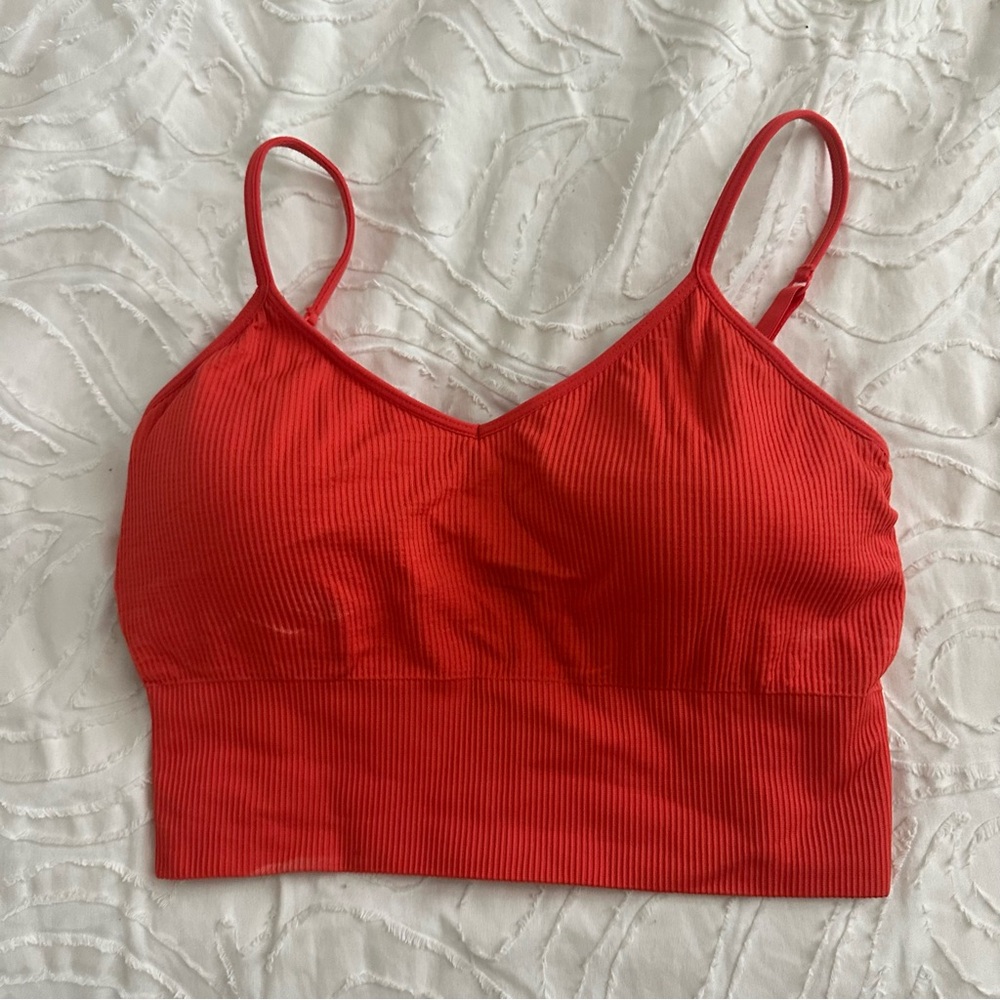 Zella Red Ribbed Longline Tank